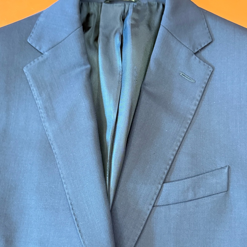 極稀真品 FENDI 精紡100%純羊毛藏青色(深藍)修身西裝 義大利製開真釦眼袖口 設計師訂製款版型-2