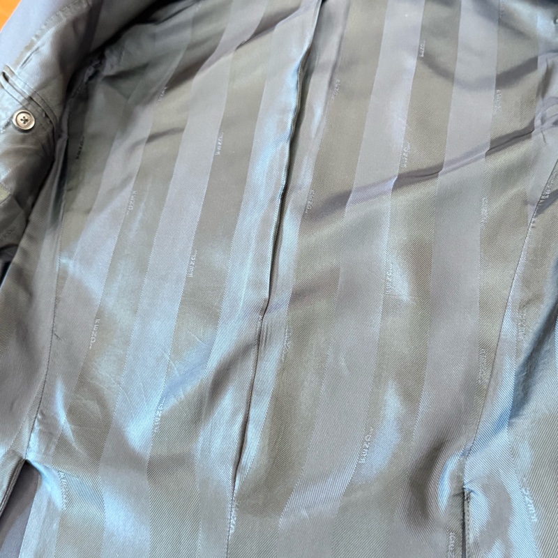 極稀真品 FENDI 精紡100%純羊毛藏青色(深藍)修身西裝 義大利製開真釦眼袖口 設計師訂製款版型-34