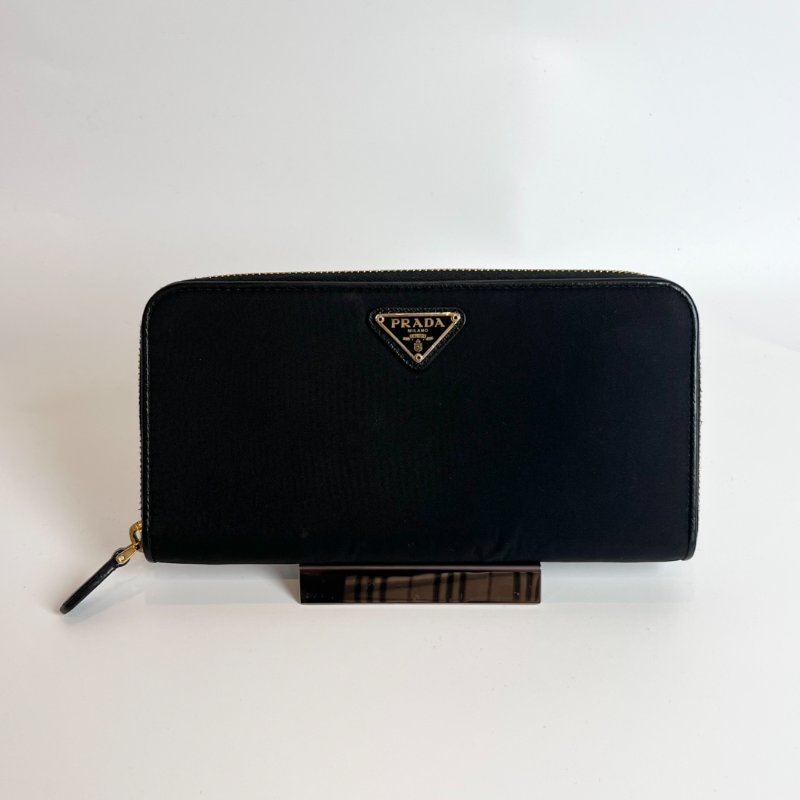 PRADA 黑布質ㄇ拉長夾-0