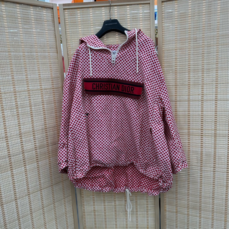 Dior迪奧XS碼紅色波點衝鋒衣，99新-0