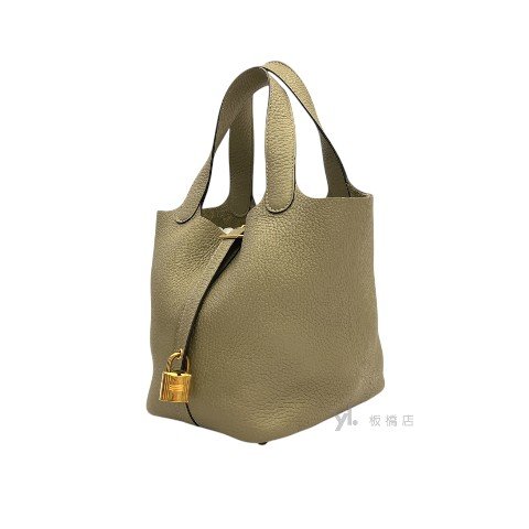 Hermes Q1鼠尾草色 TC牛皮金釦菜籃子18CM-2