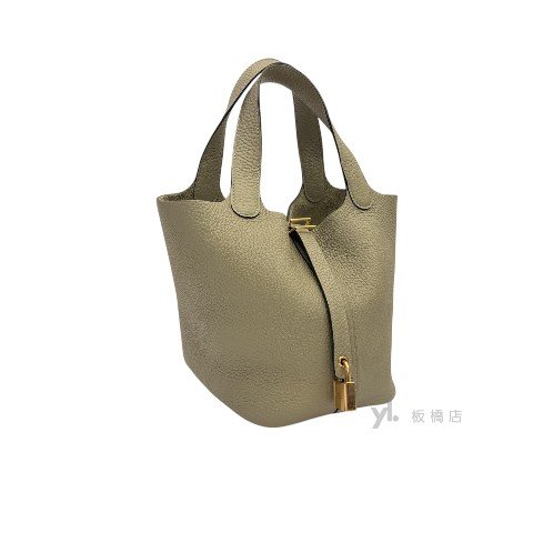 Hermes Q1鼠尾草色 TC牛皮金釦菜籃子18CM-3