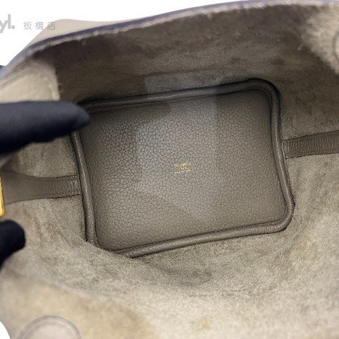 Hermes Q1鼠尾草色 TC牛皮金釦菜籃子18CM-6