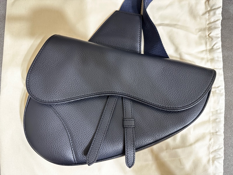 閒置品大款Dior皮革馬鞍側背腰包-1
