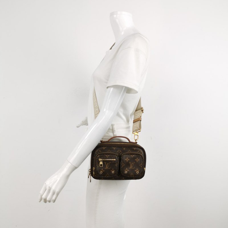 Louis Vuitton (LV) Utility 植鞣革 Monogram 印花 記者包 斜挎包 單肩包 晶片款-1