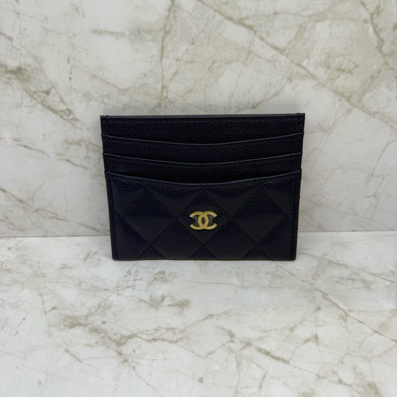 CHANEL荔枝皮藍金雙面卡夾/晶片-0