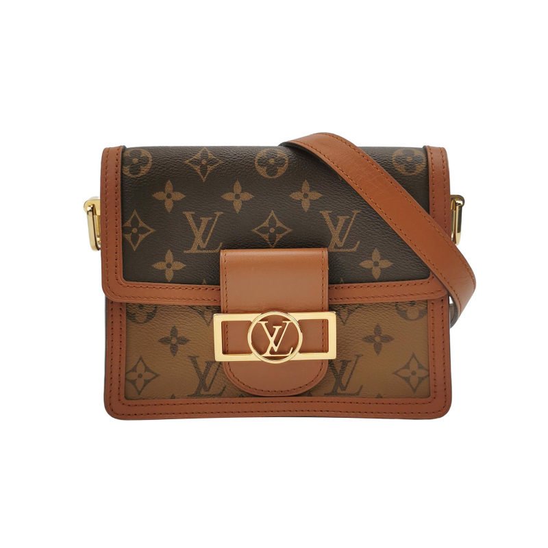 Louis Vuitton (LV) Dauphine 達芙妮 迷你 牛皮 拼色 Monogram 印花 LV搭扣 斜挎包 單肩包 芯片款-0