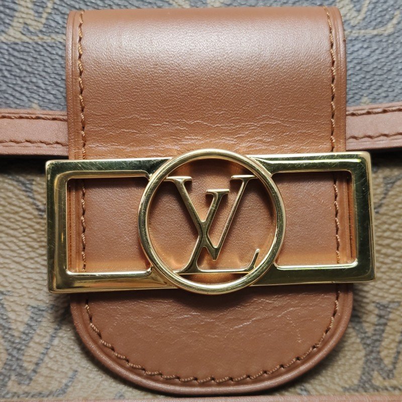 Louis Vuitton (LV) Dauphine 達芙妮 迷你 牛皮 拼色 Monogram 印花 LV搭扣 斜挎包 單肩包 芯片款-11