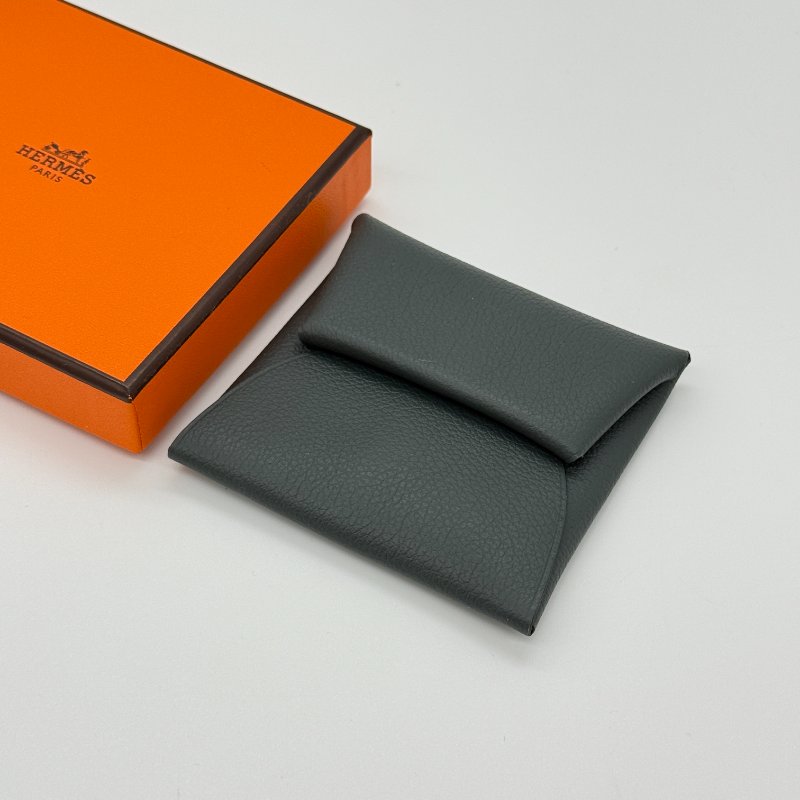 HERMES 愛馬仕 霧霾灰 錫器灰 EverColor 牛皮 銀釦 Calvi 零錢包 卡包-6