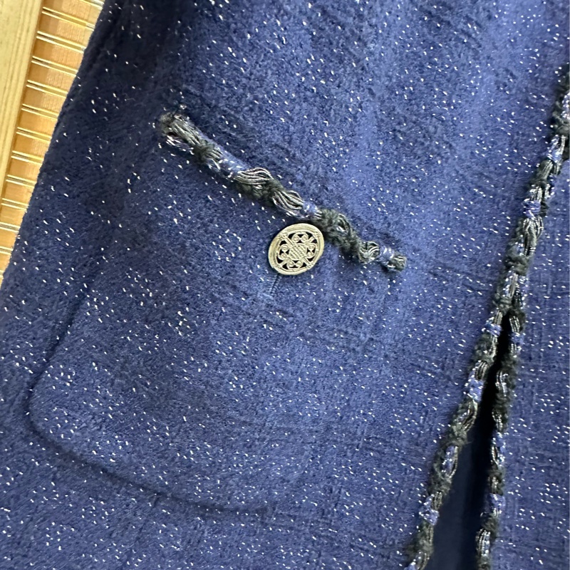 Chanel 14A達拉斯黑色細閃拉鍊外套 38碼-5