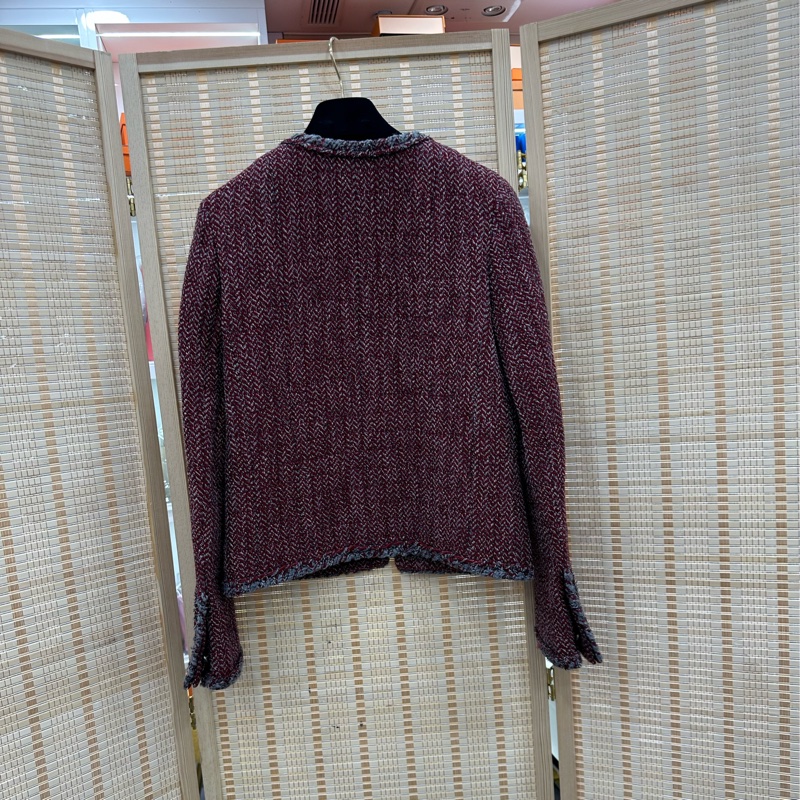 Chanel 拜占庭系列秀款紅金細閃粗花呢滾邊琉璃扣外套 36碼-1