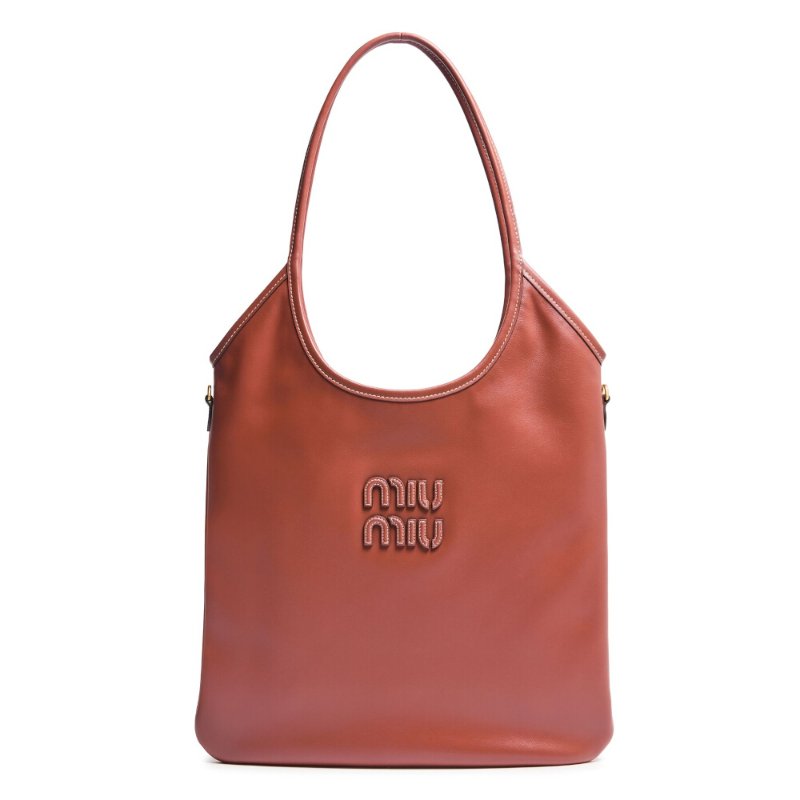 【MIU MIU】Ivy 皮革 手袋 托特包 肩背包 鐵鏽紅色 5BG231-0