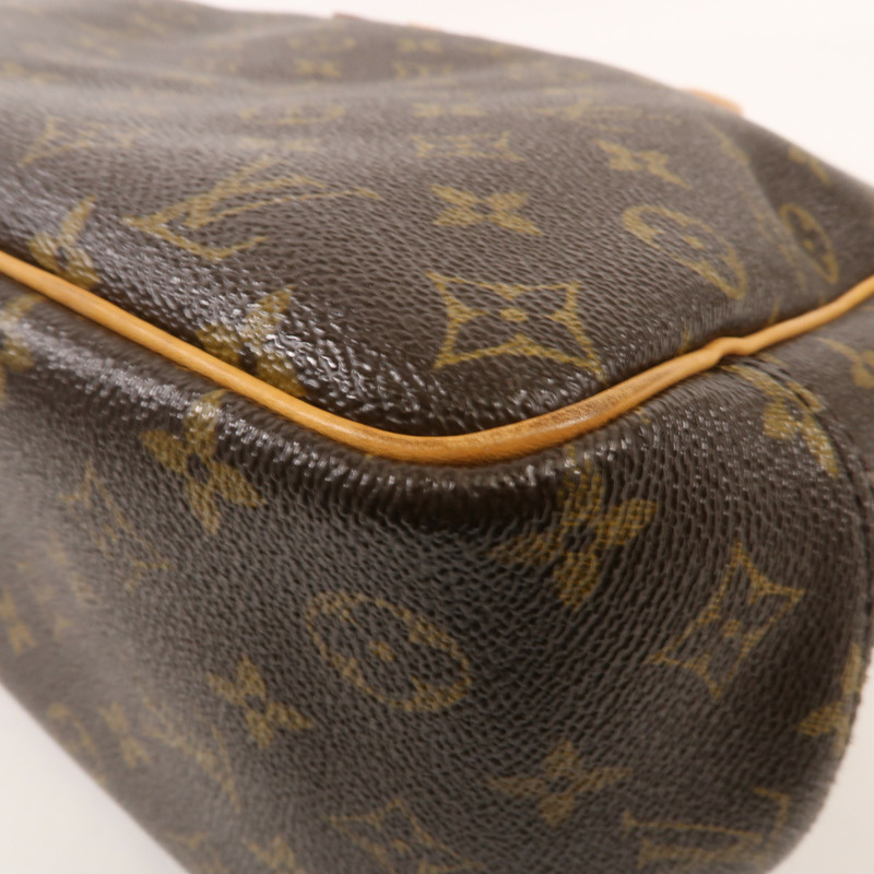 LOUIS VUITTON Monogram Deauville金扣手挽袋棕色-14