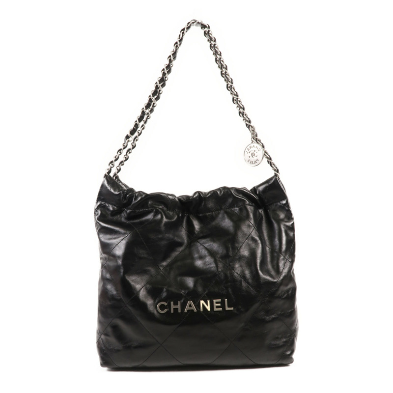 CHANEL 牛皮皮革Chanel 22 Small銀扣鏈帶肩背袋-0