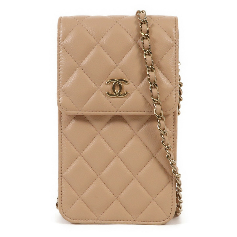 CHANEL 牛皮皮革Phone Bag金扣鏈帶肩背袋-0