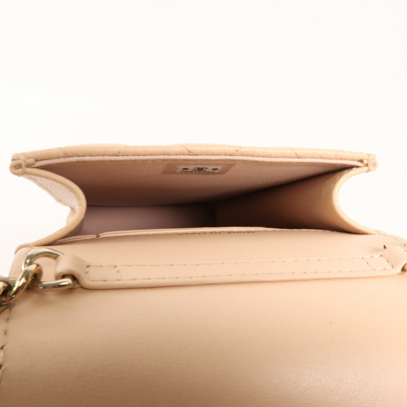 CHANEL 牛皮皮革Phone Bag金扣鏈帶肩背袋-4