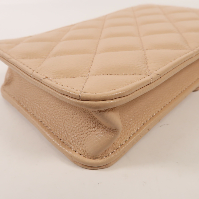 CHANEL 牛皮皮革Phone Bag金扣鏈帶肩背袋-11