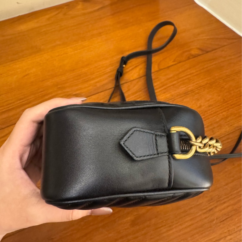 黑色金雙G marmont 斜背包-5