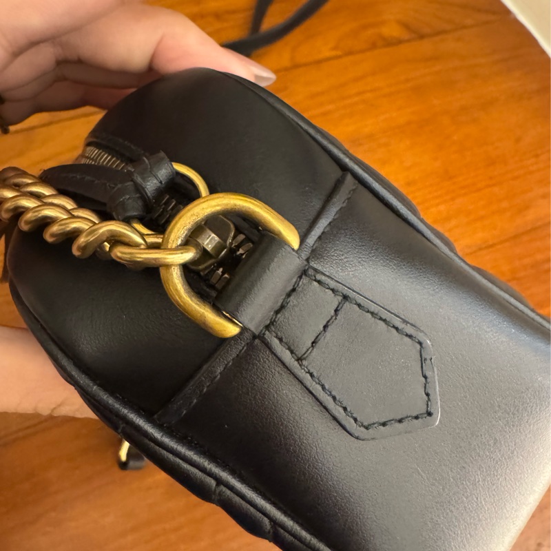 黑色金雙G marmont 斜背包-10