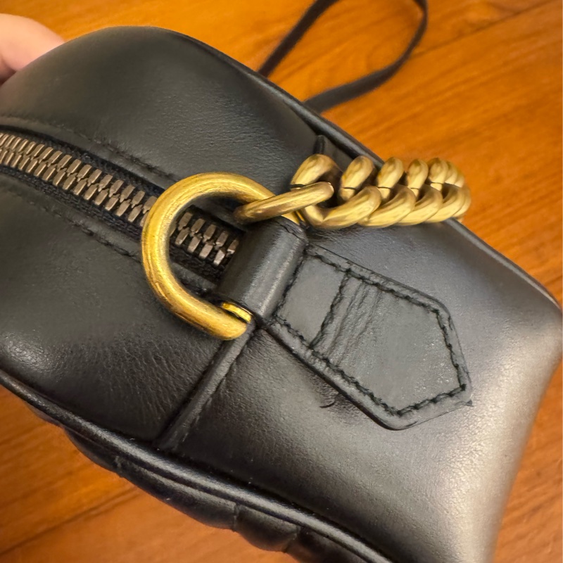 黑色金雙G marmont 斜背包-11