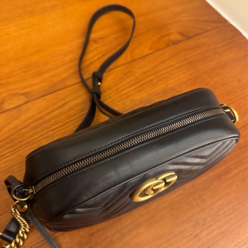 黑色金雙G marmont 斜背包-13