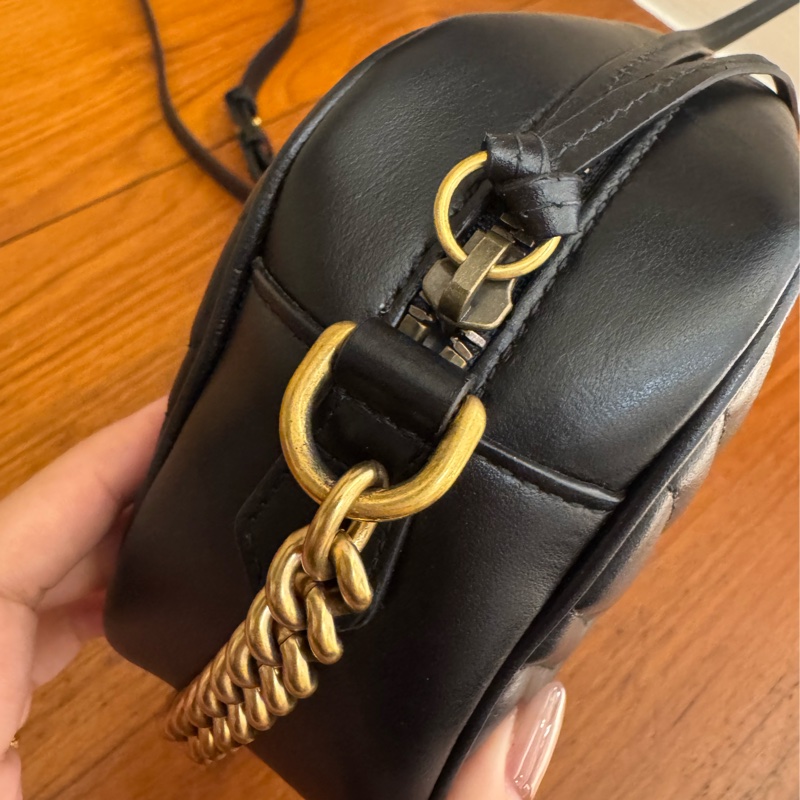 黑色金雙G marmont 斜背包-19