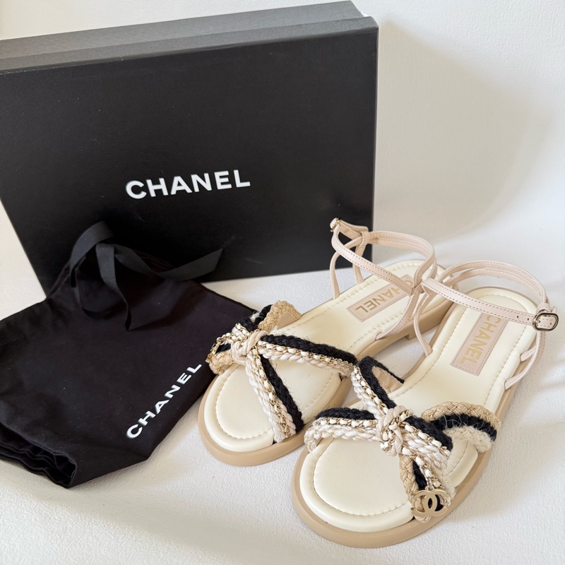 Chanel beige sandals 香奈兒 羊皮 涼鞋-0