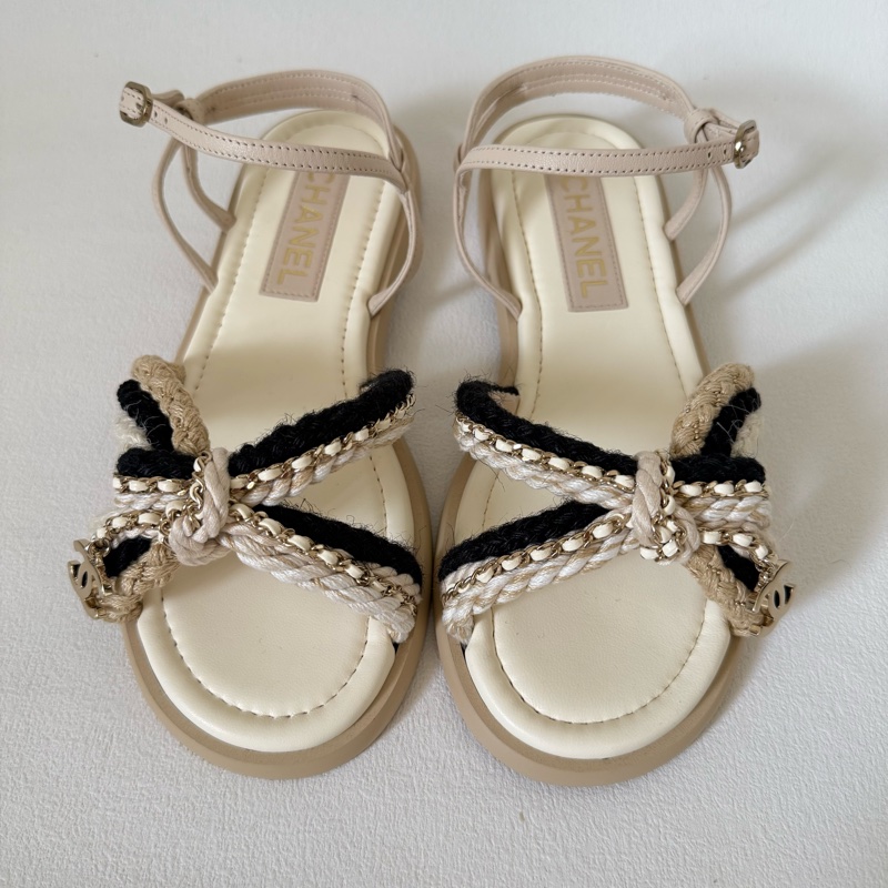 Chanel beige sandals 香奈兒 羊皮 涼鞋-4