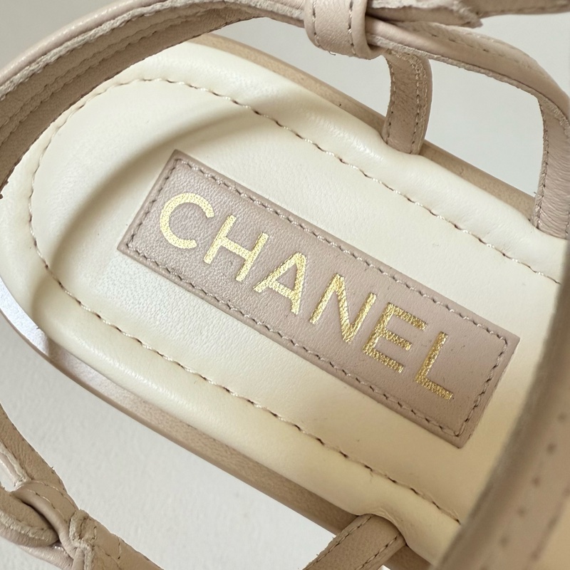 Chanel beige sandals 香奈兒 羊皮 涼鞋-7