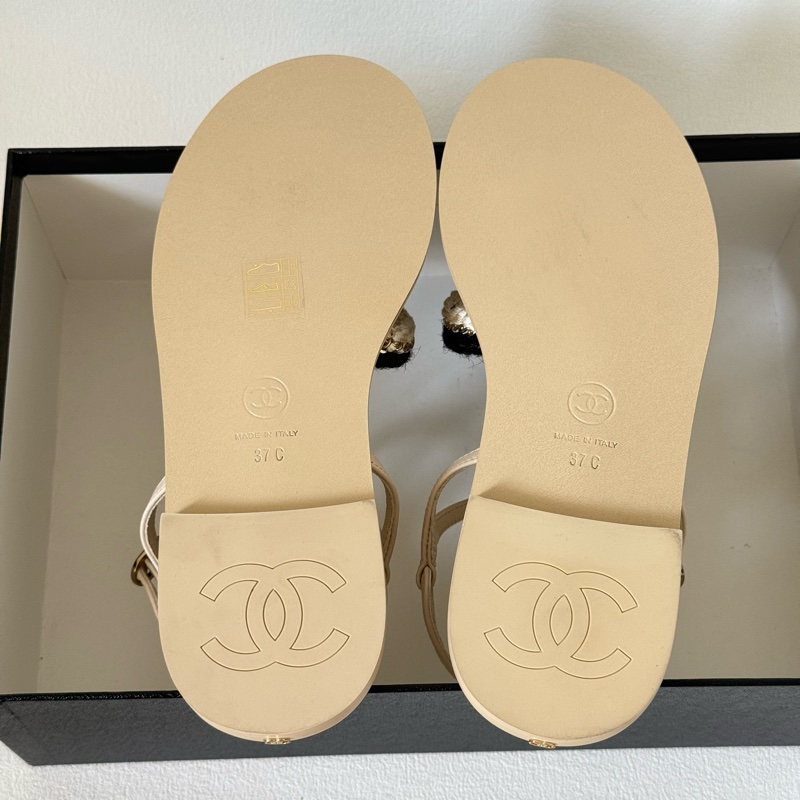 Chanel beige sandals 香奈兒 羊皮 涼鞋-8