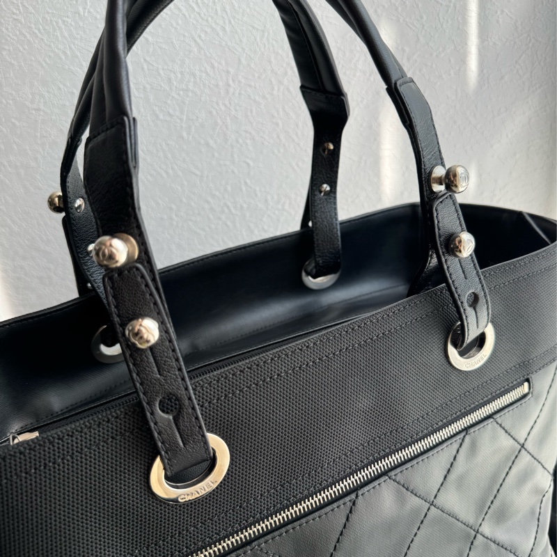 Chanel 黑色比亞里茲大款肩背包-7