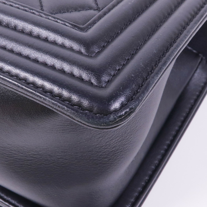 CHANEL 羊皮皮革Boy 25銀扣鏈帶肩背袋-7