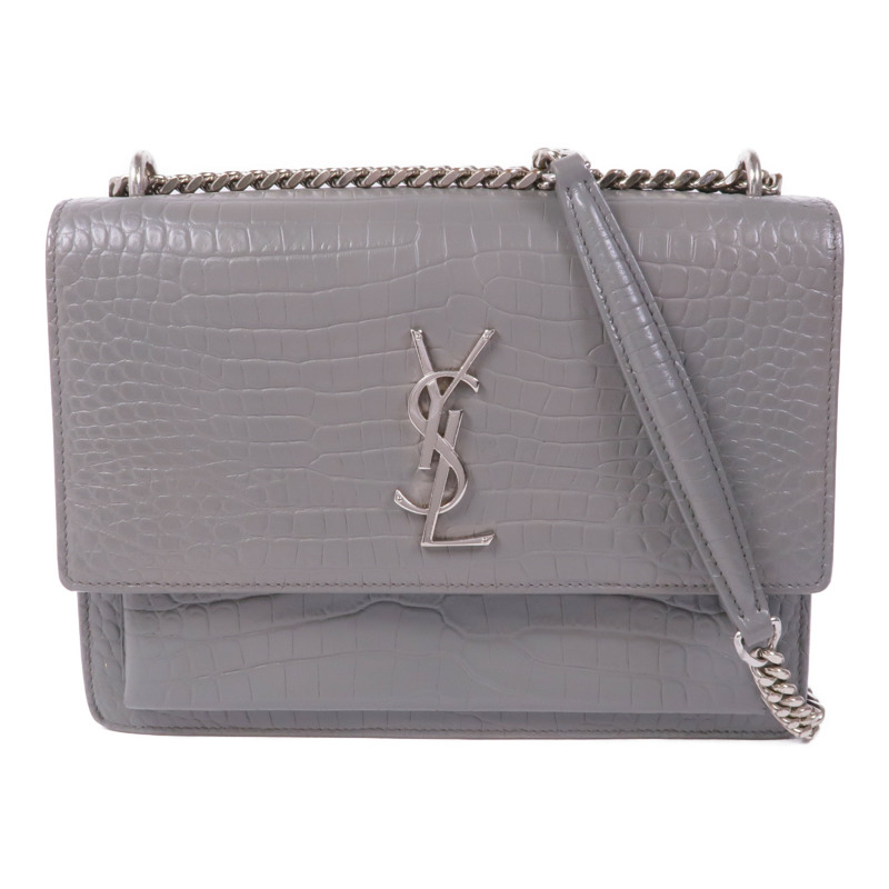 SAINT LAURENT 牛皮皮革Sunset Medium銀扣鏈帶肩背袋-0