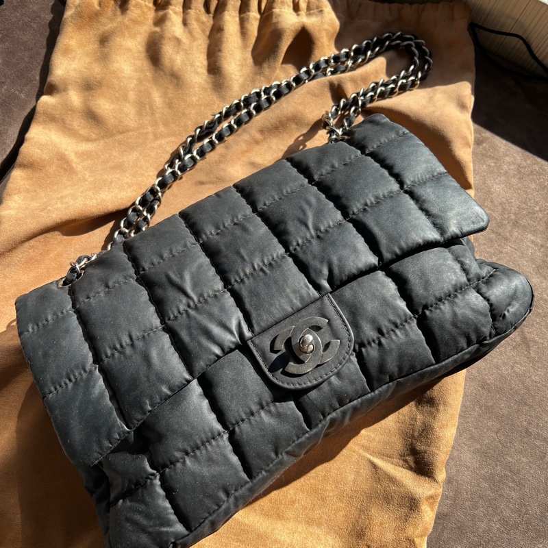Chanel Vintage 中古尼龍冰格包-0