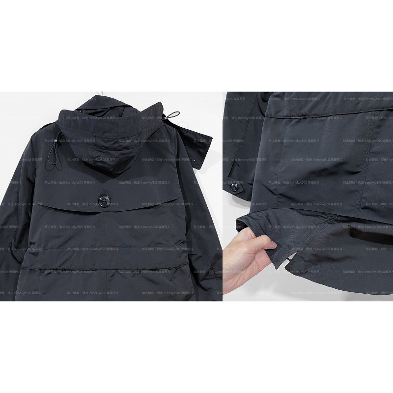 (全新特價)正品購入Burberry博柏利-黑色雙排扣連帽(可拆式)短版風衣外套- UK12/USA10/GER40-3