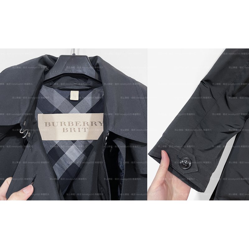 (全新特價)正品購入Burberry博柏利-黑色雙排扣連帽(可拆式)短版風衣外套- UK12/USA10/GER40-4