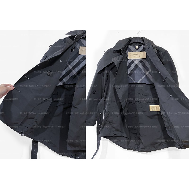 (全新特價)正品購入Burberry博柏利-黑色雙排扣連帽(可拆式)短版風衣外套- UK12/USA10/GER40-7