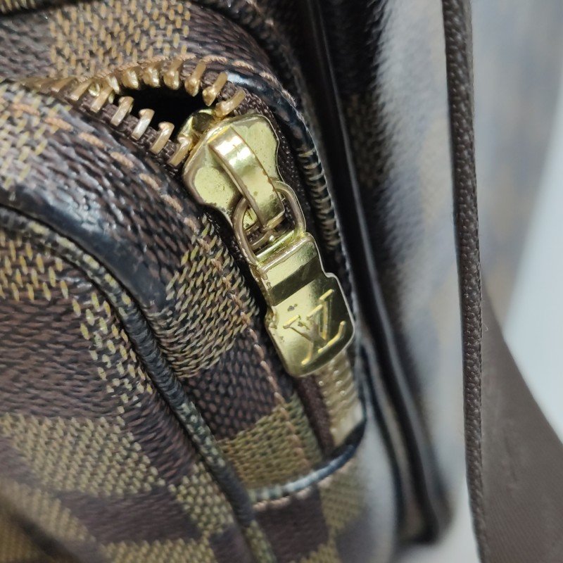 Louis Vuitton (LV) Melville 牛皮 尼龍布 棋盤格 拉鏈 郵差包 斜背包 單肩包-9