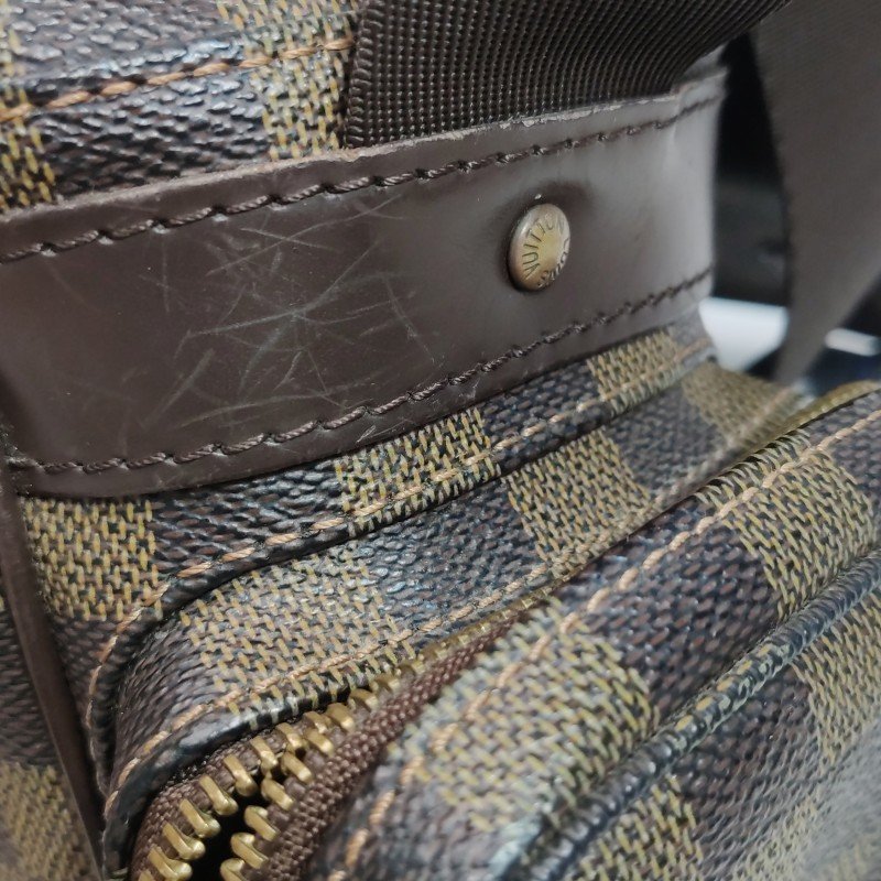 Louis Vuitton (LV) Melville 牛皮 尼龍布 棋盤格 拉鏈 郵差包 斜背包 單肩包-13