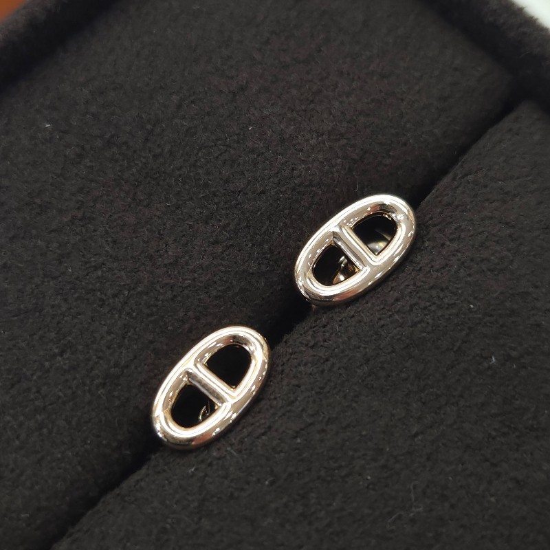 Hermès 18K金 豬鼻針式耳環-1