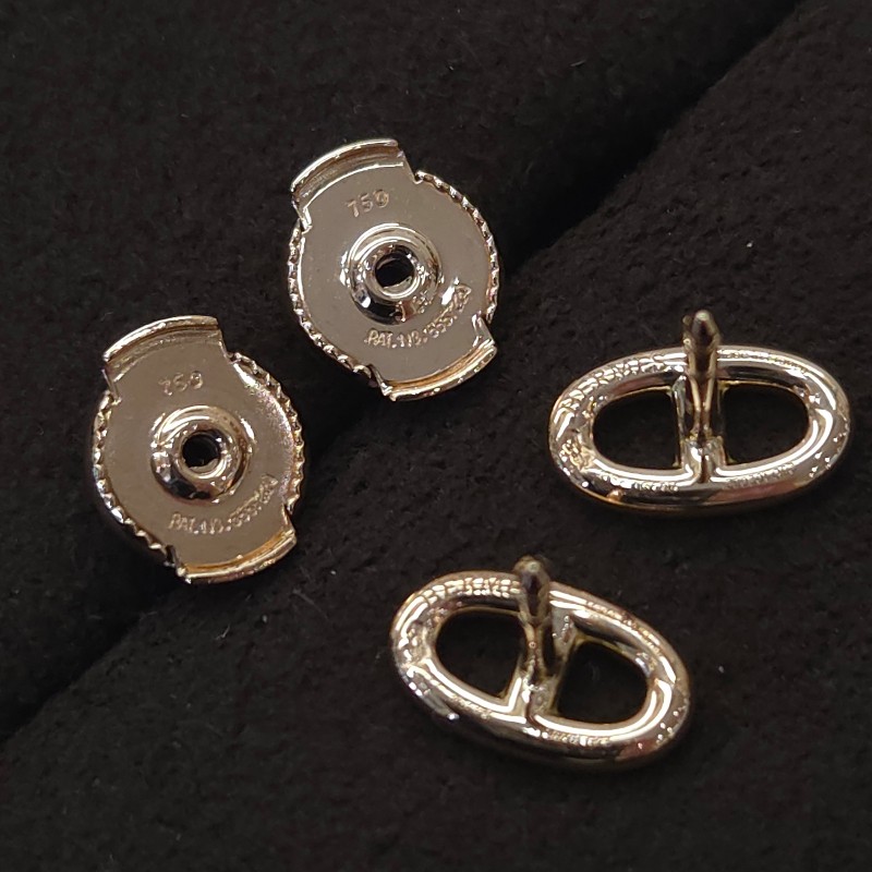 Hermès 18K金 豬鼻針式耳環-2