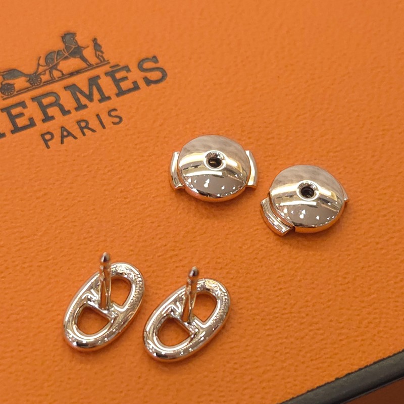 Hermès 18K金 豬鼻針式耳環-4