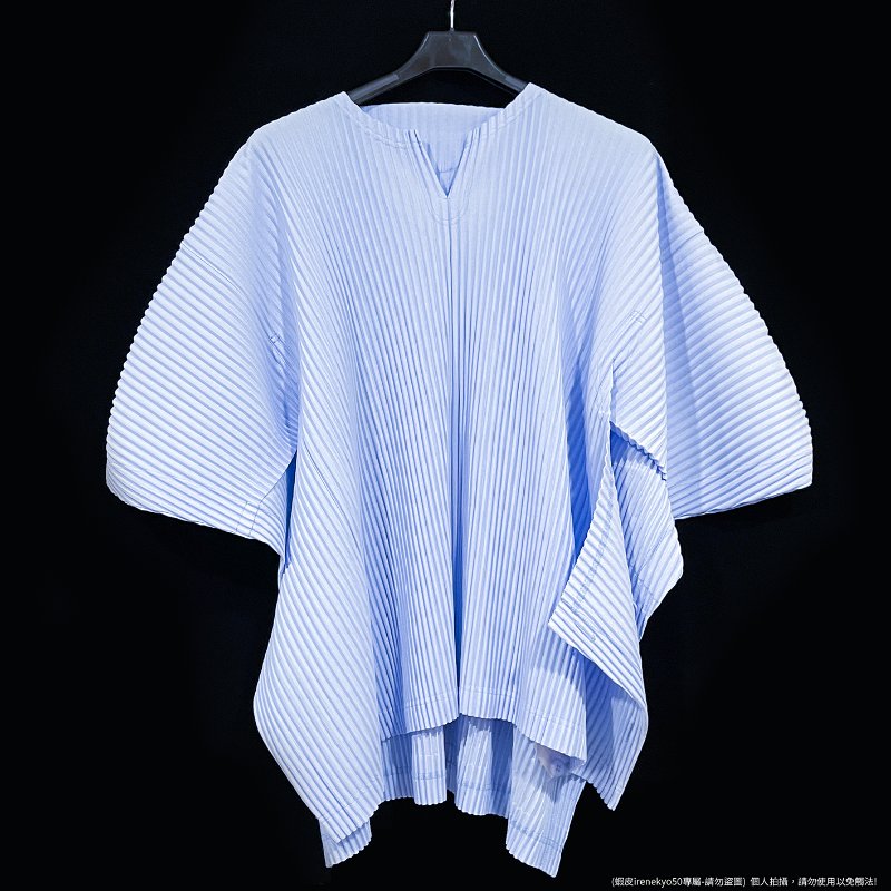 (全新特價) 25年HOMME PLISSE天空藍馭風展翼箏型上衣 3號 ISSEY MIYAKE 三宅一生 專櫃正品-0