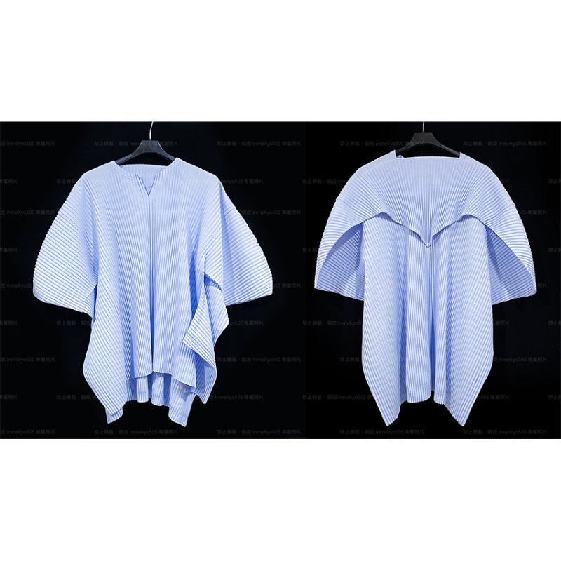 (全新特價) 25年HOMME PLISSE天空藍馭風展翼箏型上衣 3號 ISSEY MIYAKE 三宅一生 專櫃正品-2