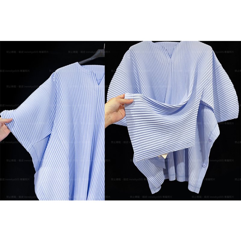 (全新特價) 25年HOMME PLISSE天空藍馭風展翼箏型上衣 3號 ISSEY MIYAKE 三宅一生 專櫃正品-3