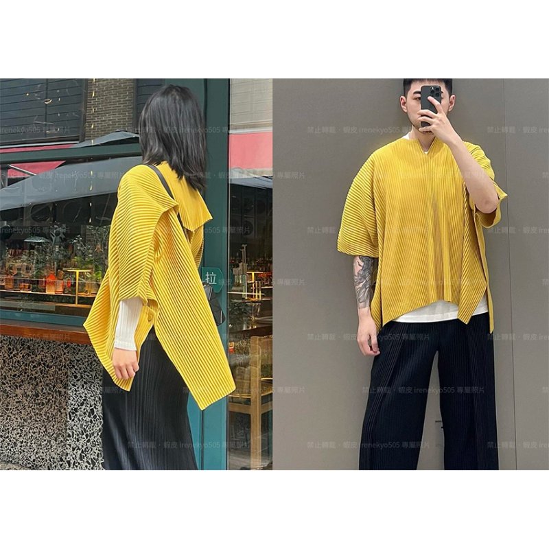 (全新特價) 25年HOMME PLISSE季節黃馭風展翼箏型上衣 4號 ISSEY MIYAKE 三宅一生 專櫃正品-4