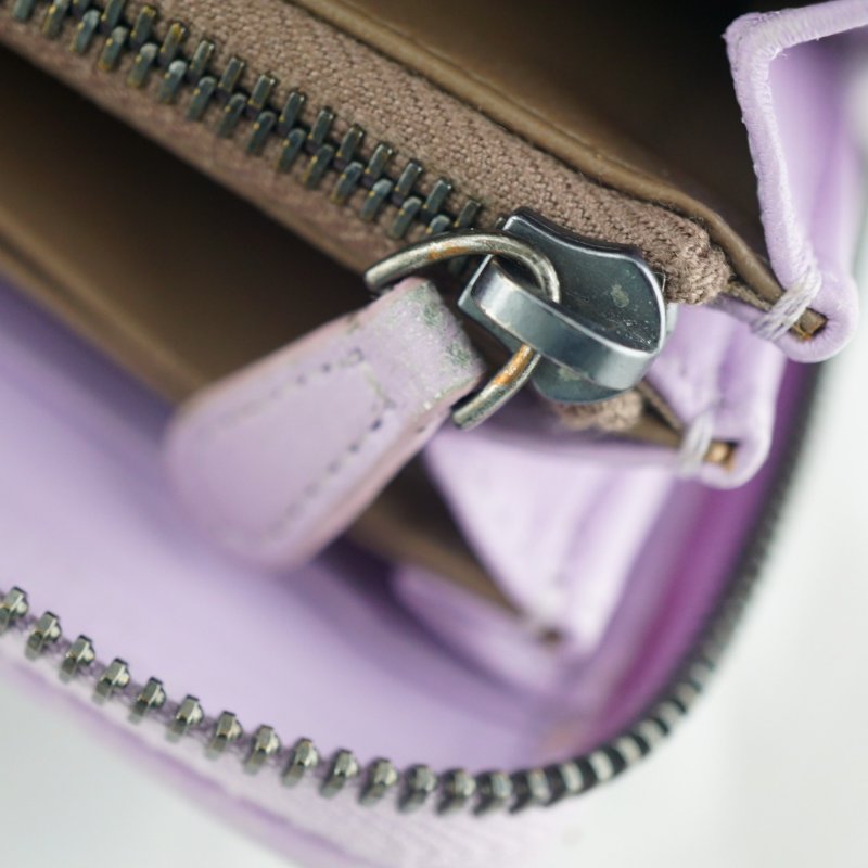 BV Bottega Veneta 淡紫色小羊皮編織長夾 皮夾-25