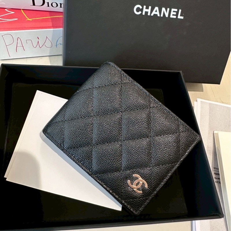 Chanel 黑色對開卡包-1