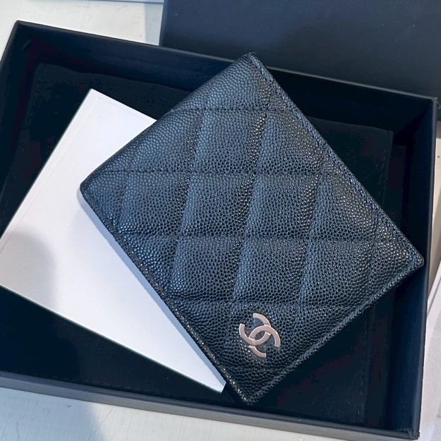 Chanel 黑色對開卡包-7