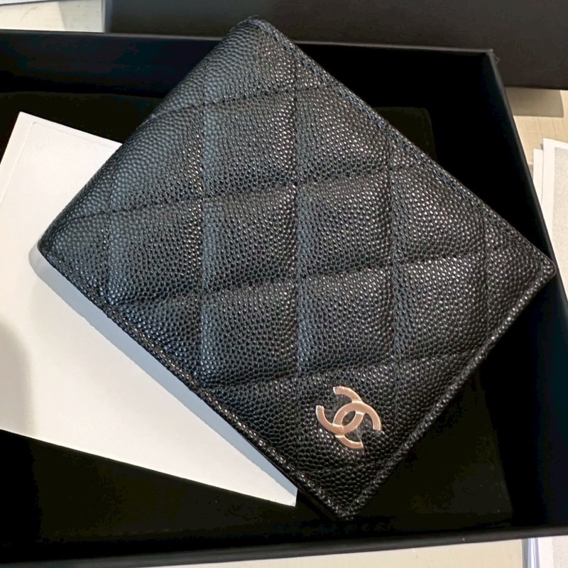 Chanel 黑色對開卡包-8